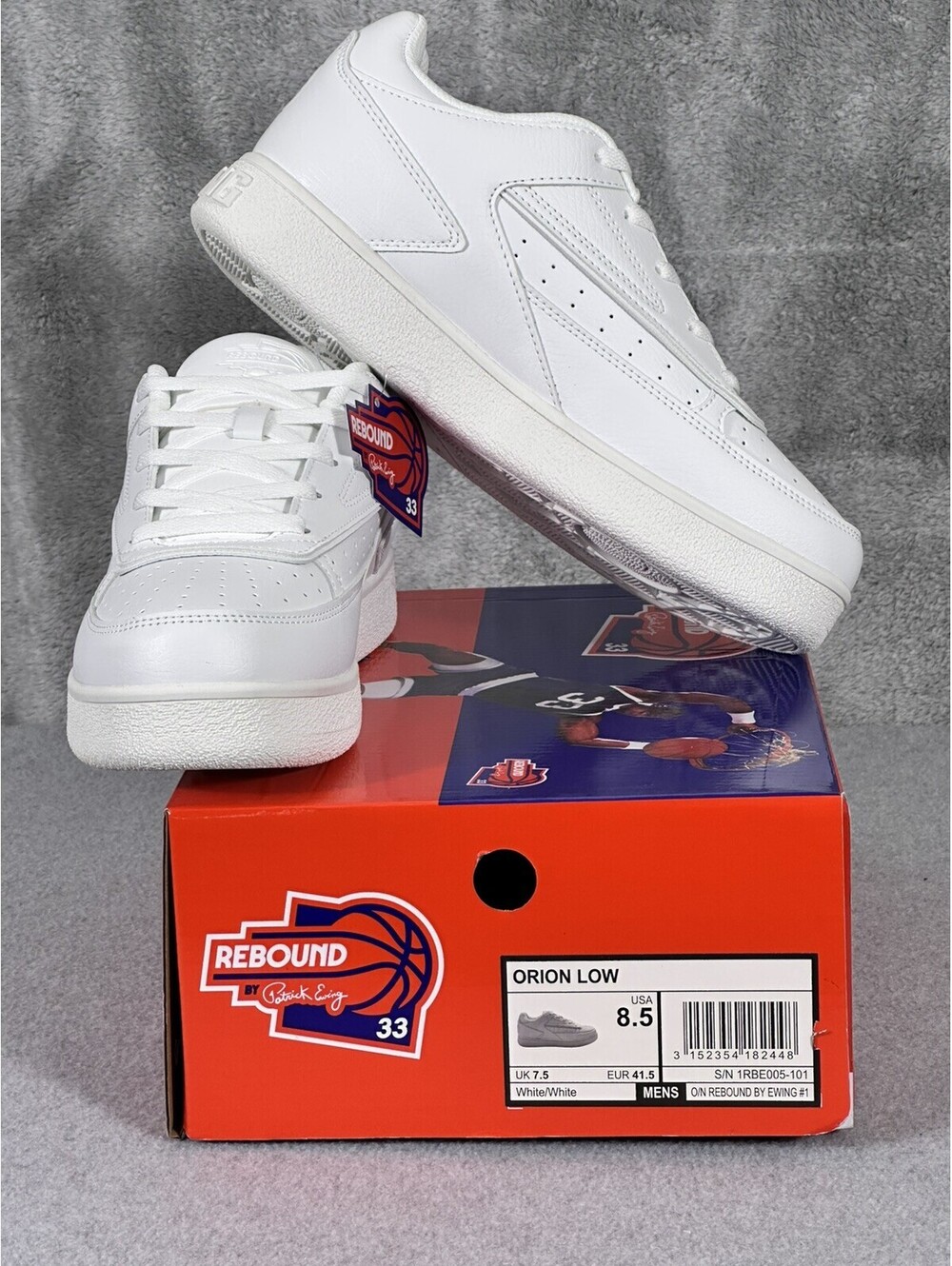 Patrick Ewing Athletics Men’s 8.5 Rebound Orion Low All White - New IN BOX